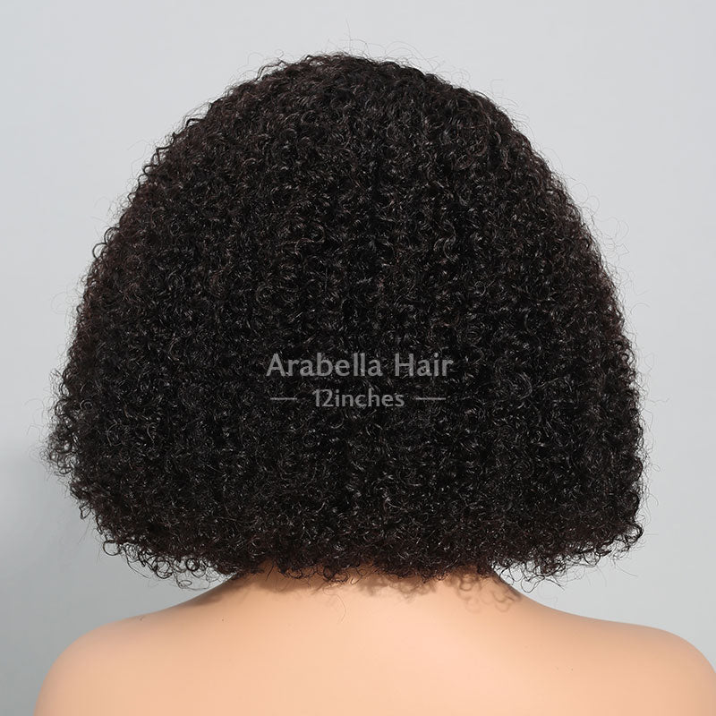 Bob Glueless 6x5 Pre-cut Lace Closure Curly Wig Easy-Wear Upgrade HD Lace Natural Black Human Hair Wig Beginner Friendly