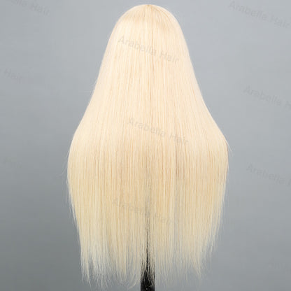 613 Blonde Non-Lace Layered Straight Machine Made Lightweight Human Hair Wig With Chic Gradient Color Options