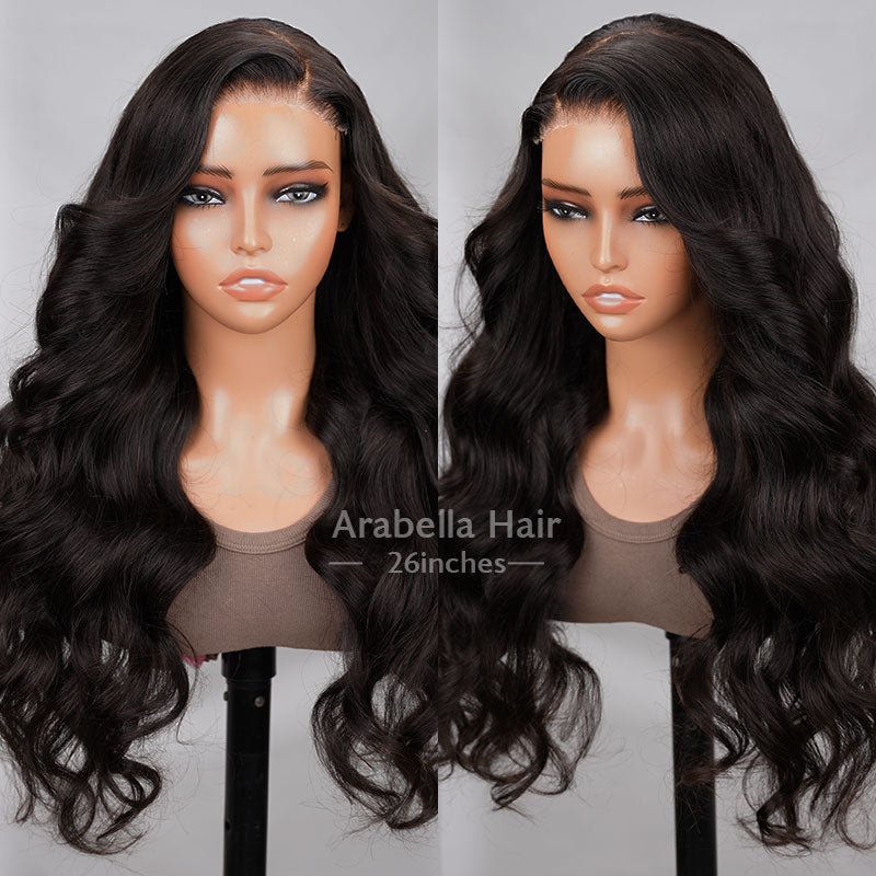 6x5 Pre-Cut Lace Closure Wigs Real Glueless Wig Body Wave Pre-Plucked/Pre-Bleached Natual Black Human Hair Wig