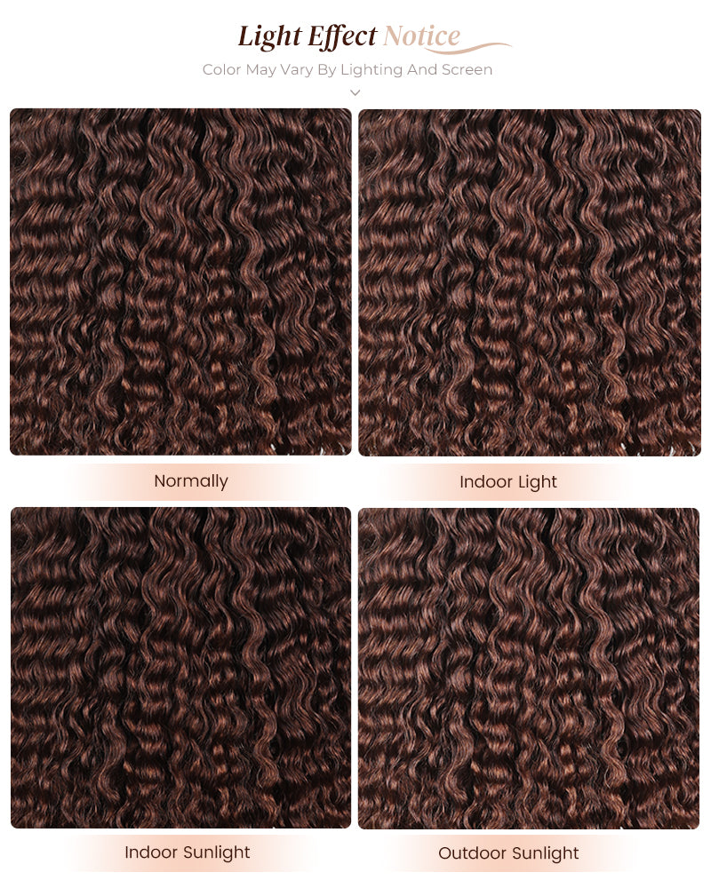 Chestnut Brown Color Water Wave Curly 13x4/6x5 Lace Human Hair Wig Free Parting