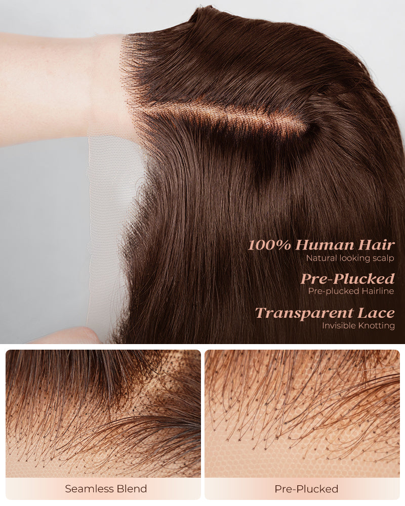 Chestnut Dark Brown Color Body Wave 13x6 Lace Front Human Hair Wig