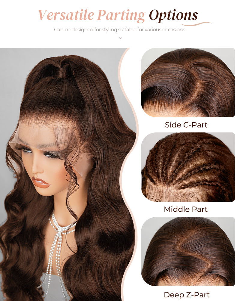 Chestnut Dark Brown Color Body Wave 13x6 Lace Front Human Hair Wig