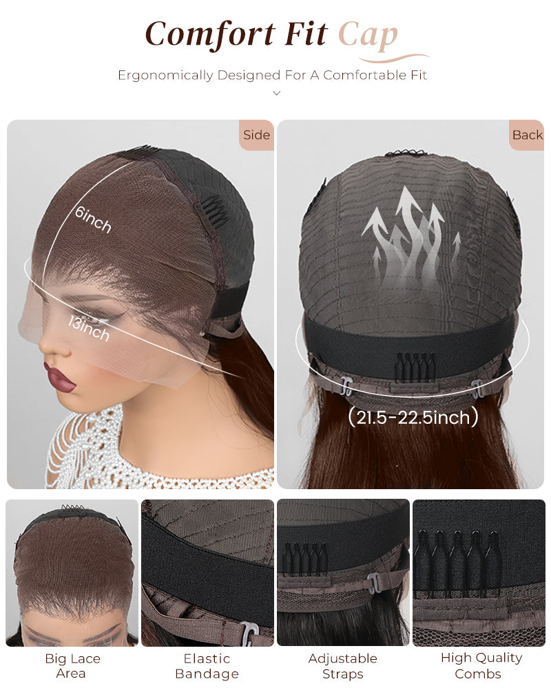 Chestnut Dark Brown Color Body Wave 13x6 Lace Front Human Hair Wig