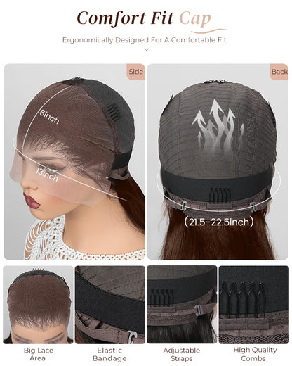 Chestnut Dark Brown Color Body Wave 13x6 Lace Front Human Hair Wig