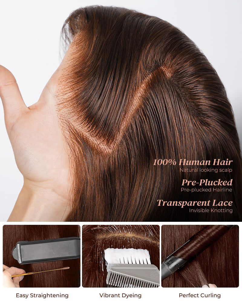 【Bogo Sale】Dark Brown Colored Cloud Wave Short Bob 6x5 Pre-Cut Lace Human Hair Wig