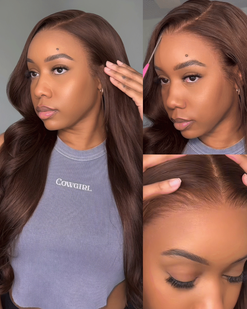 Pure-Luxe™ Dark Brown Colored Glueless 13x6 Ultra-Dense Silky Straight/Body Wave Human Hair Wig Pre-Cut Lace