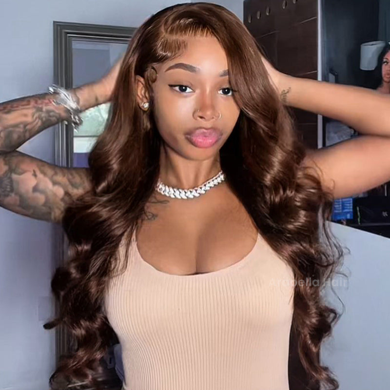 Chestnut Dark Brown Color Body Wave 13x6 Lace Front Human Hair Wig