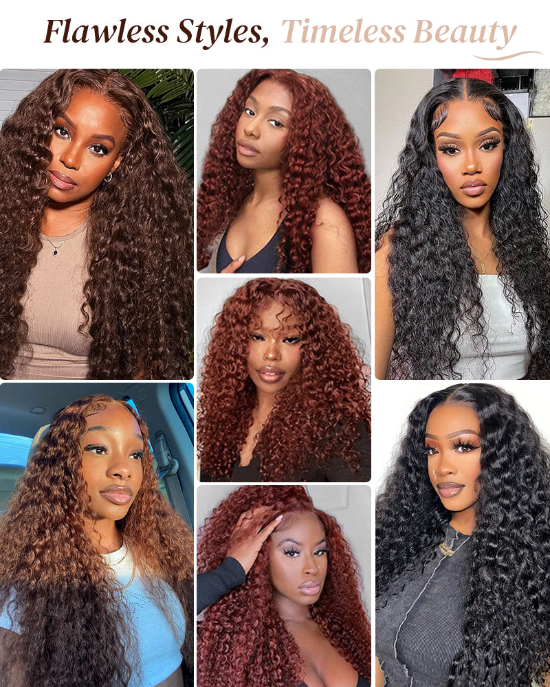 Chestnut Dark Brown Bohemian Natural Curl Pre-Cut 6x5 Lace Glueless Human Hair Wig Middle Part