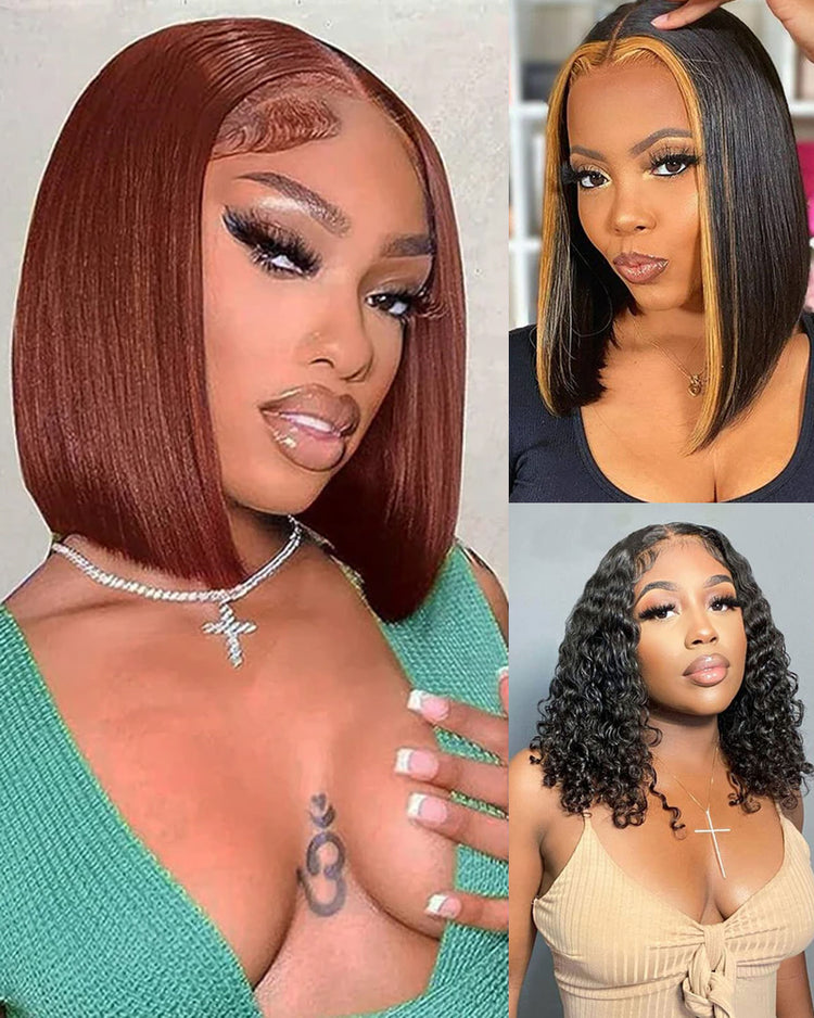 Arabella $49 Final Deal Price 4x4/6x6/T-Part Lace Natural Black/Colored Straight/Curly Bob Wig