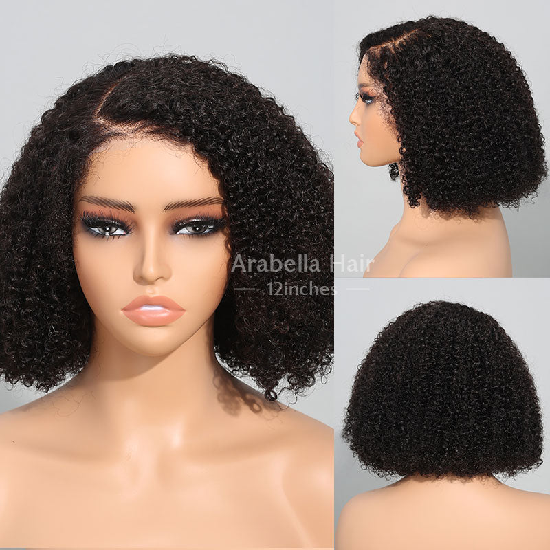 Glueless 6x5 Pre-cut Lace Closure Curly Bob Wig Wear Go Upgrade Hd Lace Natural Black Human Hair Wig Beginner Friendly