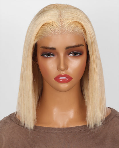 Arabella $89 Final Deal Price 13x4/6x5 Lace Auburn Highlights On Black/Balayage Highights/Blonde Straight Bob Wig