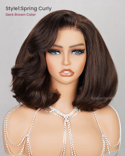 Layered Short Bob 6x5 Pre-Cut Lace Celebrity Style C Part Human Hair Wig