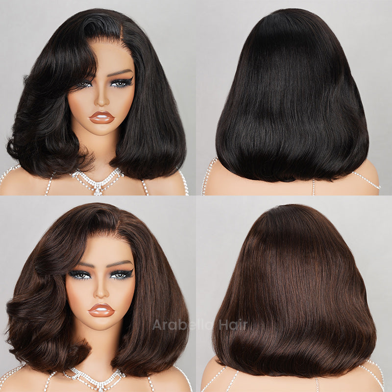 Layered Short Bob 6x5 Pre-Cut Lace Celebrity Style C Part Human Hair Wig