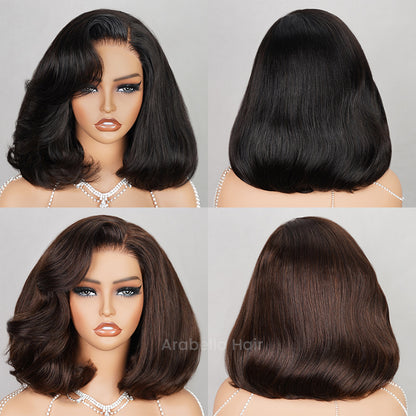 Layered Short Bob 6x5 Pre-Cut Lace Celebrity Style C Part Human Hair Wig