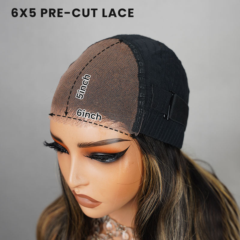 Glueless 6x5 Pre-Cut Lace Closure Straight Easy-Wear Upgrade HD Lace Natural Black Human Hair Wig Beginner-Friendly