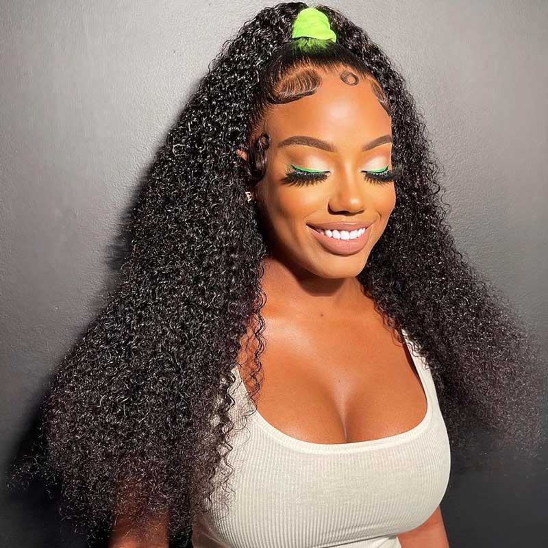 360 Lace Frontal Kinky Curly Natural Black Human Hair Wig Free Part - Arabella Hair