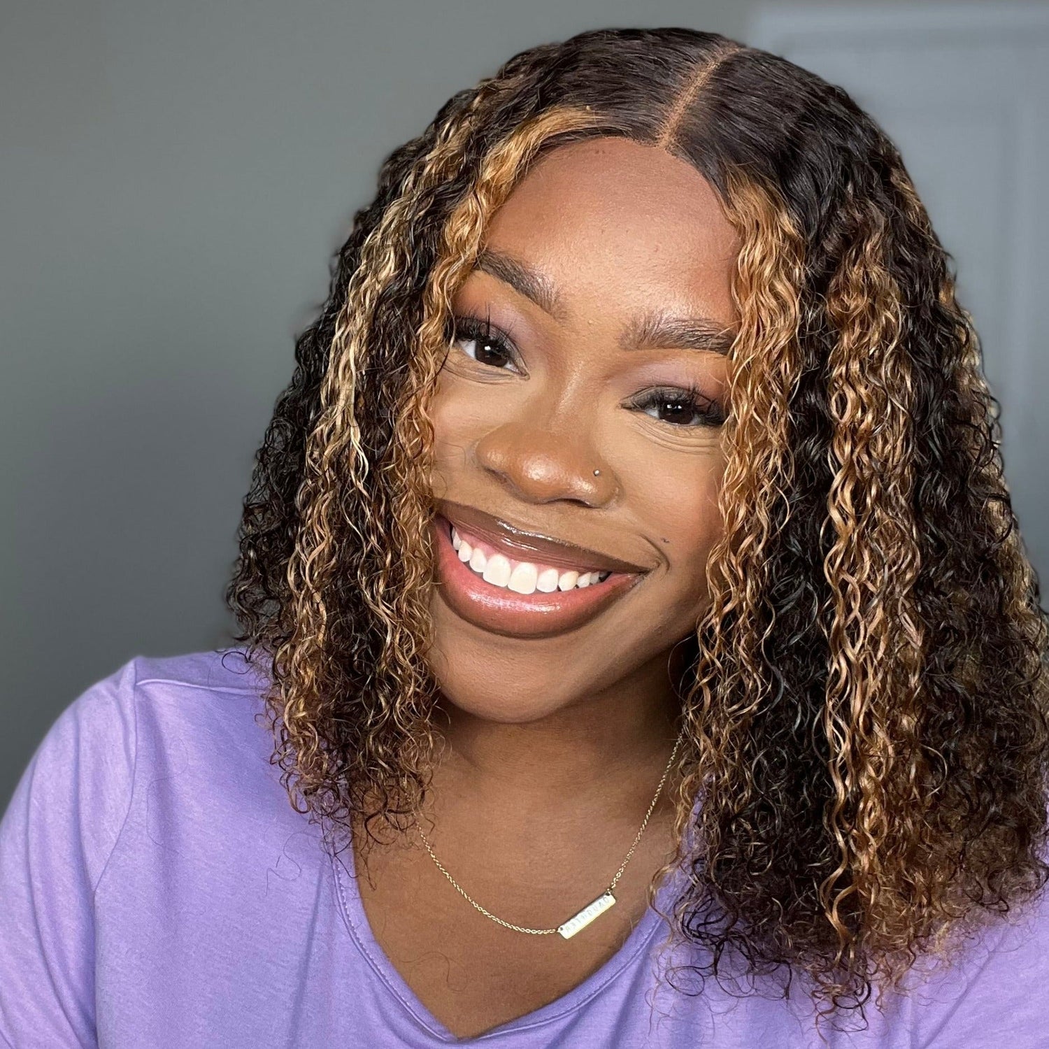Highlight Deep Curly Bob Wig 4/27 Ombre Honey Blonde Piano Highlights Color Wig Bouncy Curly Transparent Lace Front Human Hair Wigs - arabellahair.com