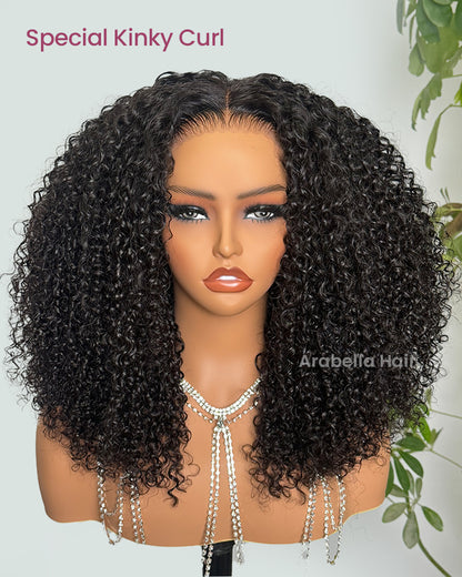 【Limited Design】Special Jerry Curl Long Bob Natural Black 13x4/6x5 Lace Double Drawn Human Hair Wigs