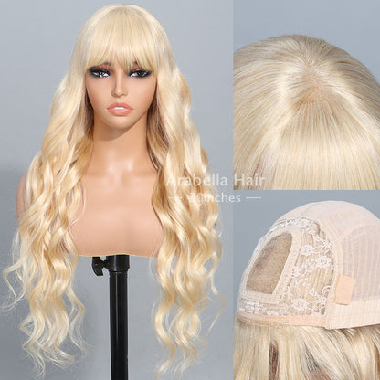 613 Blonde Glueless 3x2 Lace Wig Body Wave Color Wigs With Bangs High Quality 100% Human Remy Hair