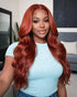 $100-$50 | Arabella 13x6 Pre-Everything Glueless/6x5 Invisible Knots Reddish Brown Loose Body Wave Wig 24" 13x6 Pre-Everything Drawstring