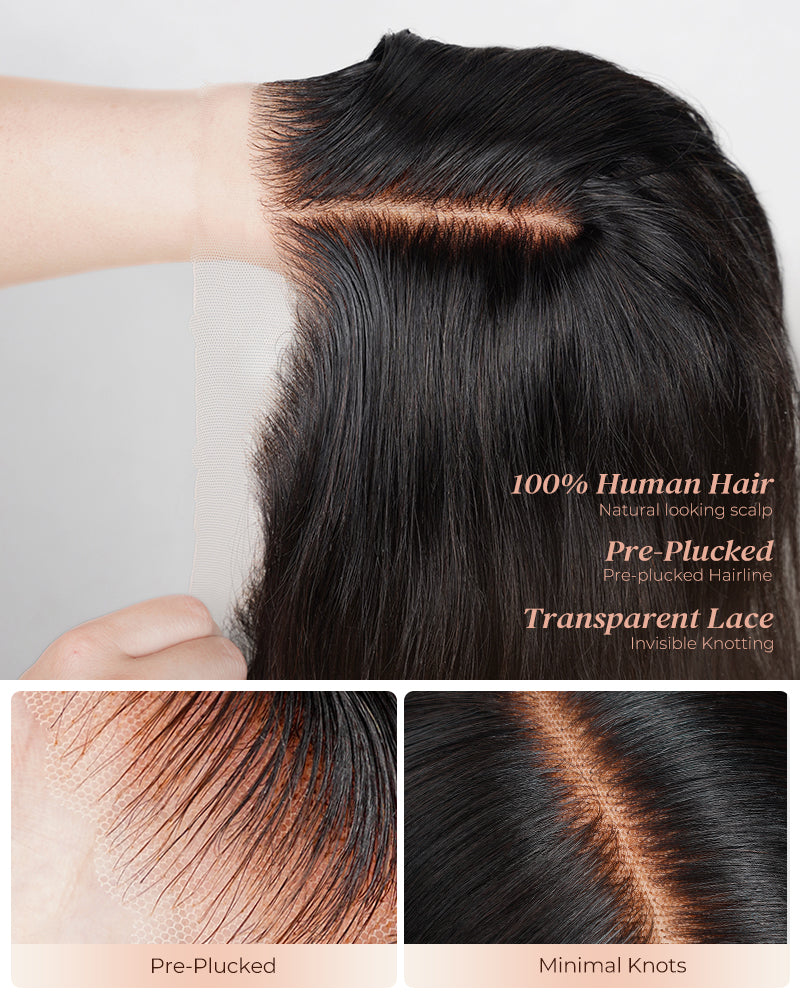 Body Wave Natural Black 13x4 Lace Front Human Hair Wig With Bleached Knots