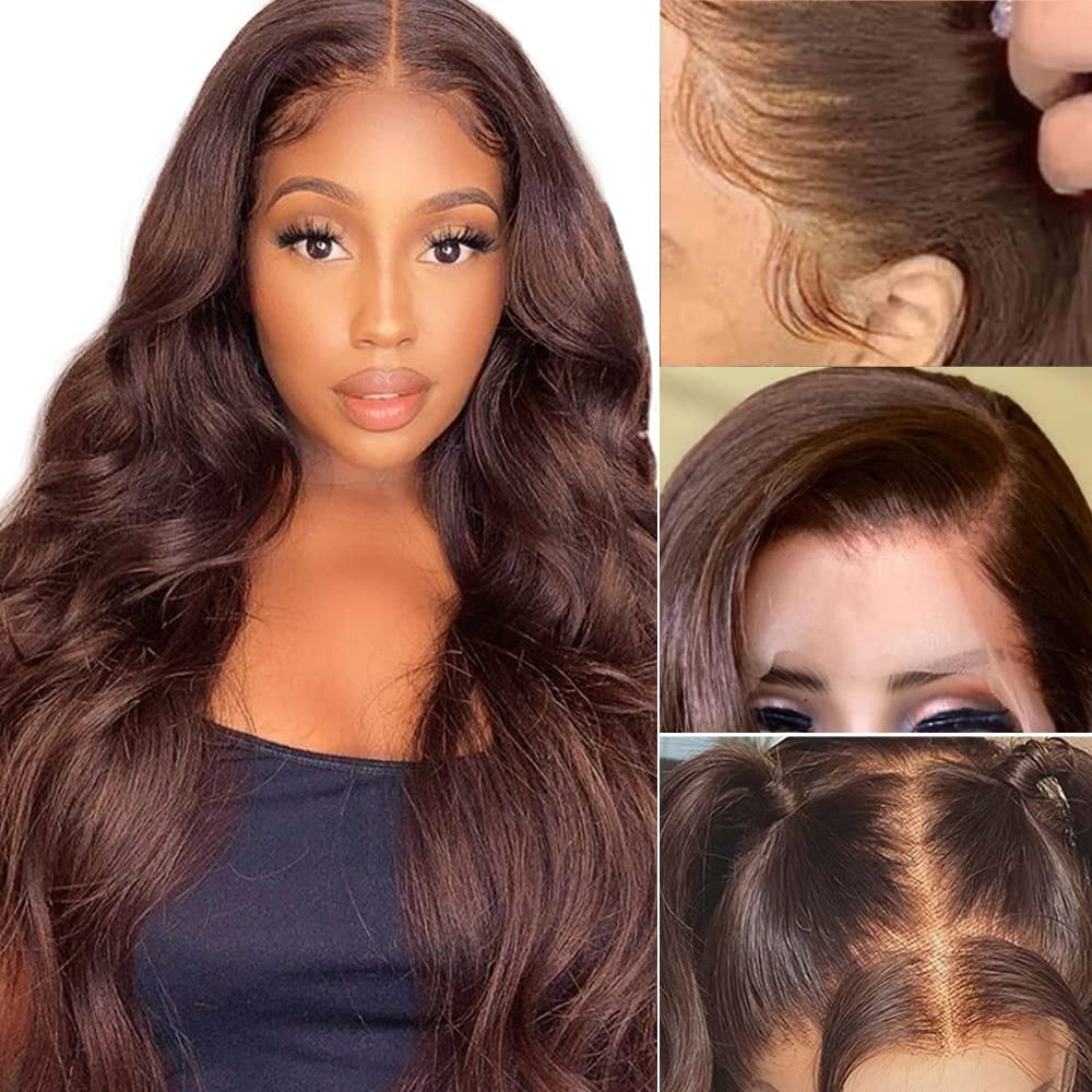 Chestnut Dark Brown Color Wig Glueless Lace Front Closure Wig Body Wave Hair 13x4/13x6 Free Part