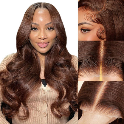 Glueless Chestnut Dark Brown Color 4x4/5x5 Lace Closure Wig Body Wave Human Hair Wig