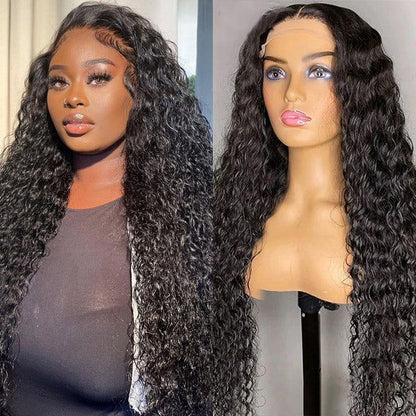 4x4 Water Wave Lace Closure Wig - Natural Black Human Hair Wigs