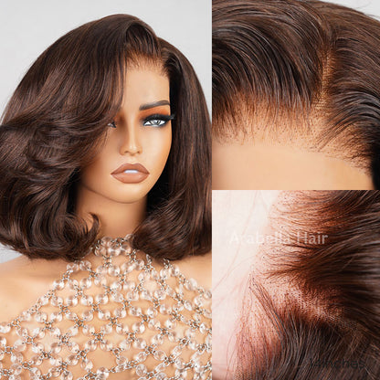 Layered Short Bob 6x5 Pre-Cut Lace Celebrity Style C Part Human Hair Wig