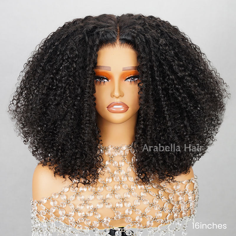 Double Drawn 6-inch Deep Lace Easy-Wear Curly 3D Cap Pre-Plucked Natural Black Human Hair Wigs