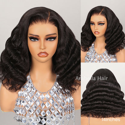 Loose Wave Bob Style Pre-Cut 6x5/13x4 Lace Easy-Wear Natural Black Human Hair Wigs