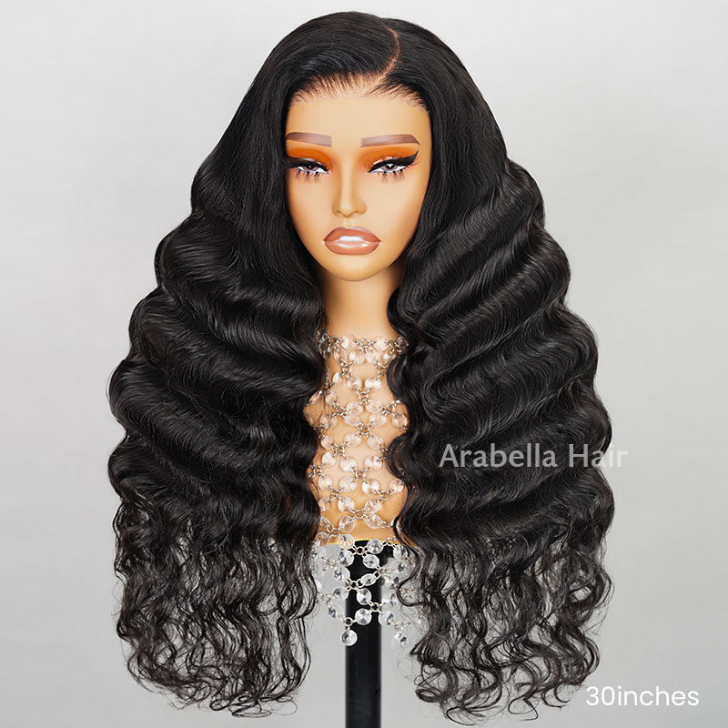 Pre-Cut 6x5 Lace New Upgraded Body Wave Easy-Wear Natural Black Human Hair Wig with C Part Design