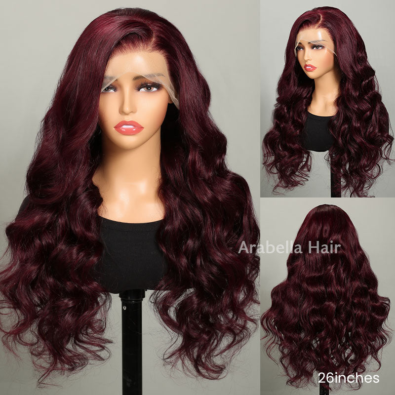 Dark Purple Plum Color Wigs - Body Wave 13x4 Lace Frontal Wigs Preplucked Human Hair Wigs