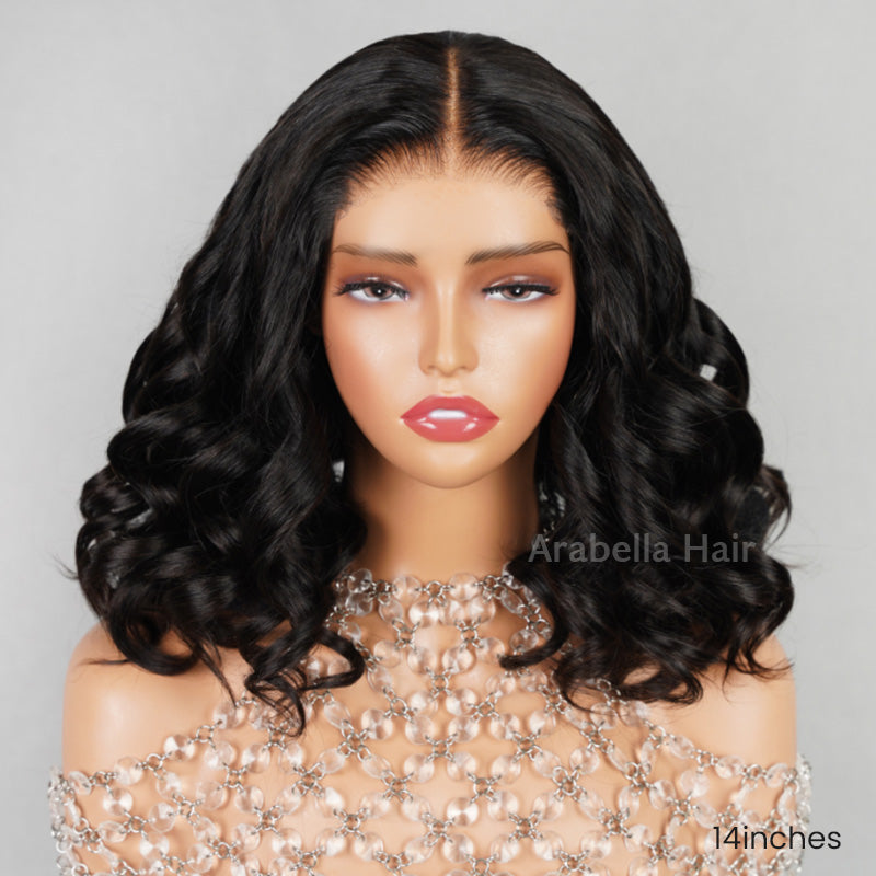 Glueless Short Shoulder Length 6-inch Deep Lace Front Natural Color Human Hair Wigs