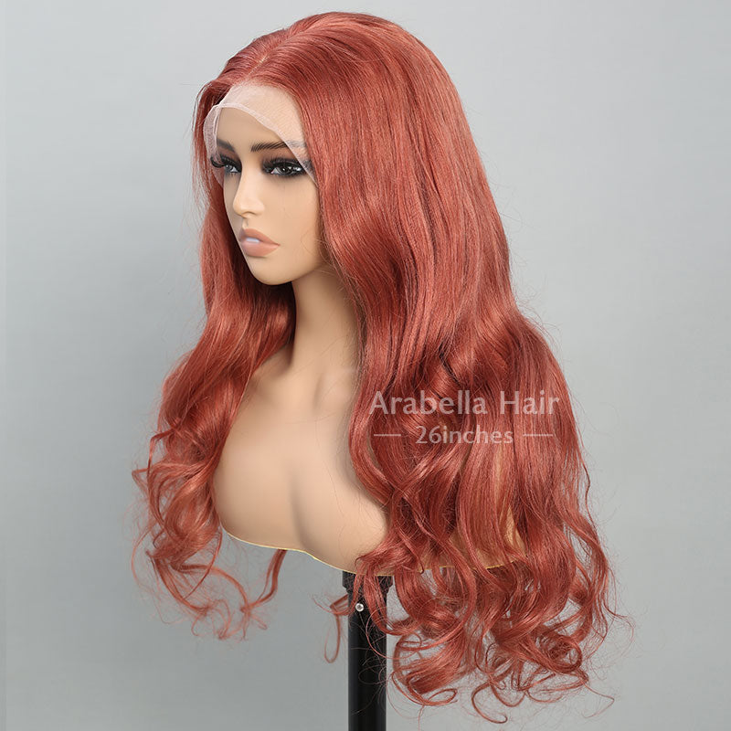 【Last Sale】Brick Pink 13x4 HD Lace Front Body Wave Human Hair Colored Wigs Free Part