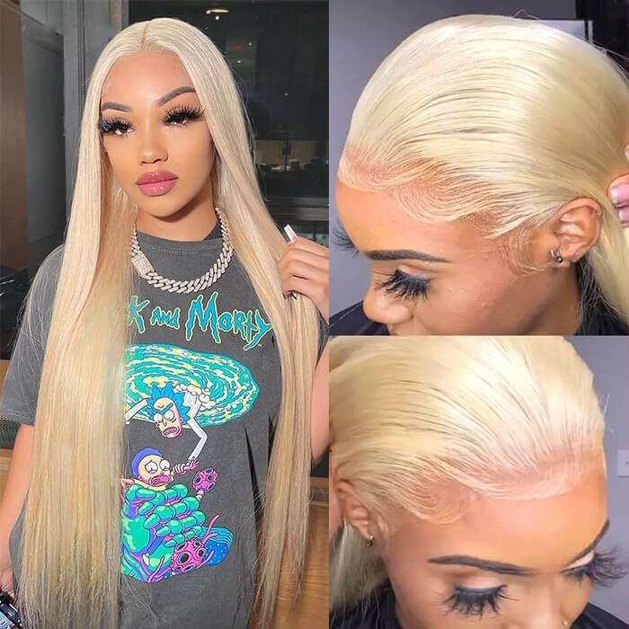 5*5 HD Lace 613 Blonde Wig Glueless Human Hair Straight Style 16&quot;-30&quot; Lace Frontal Wig - arabellahair.com