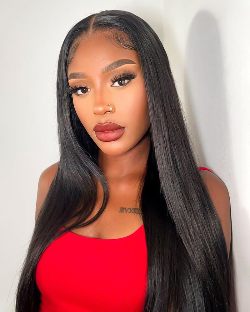 3 In 1 Half Wig | Silky Straight Natural Black Half Wig Beginner-Friendly Human Hair Wigs