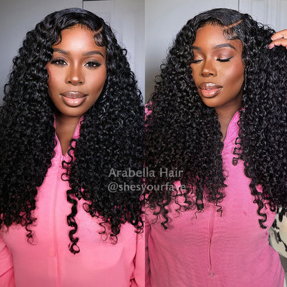 Glueless Jerry Curly Wave 4x4 Lace Closure Natural Black Human Hair Wig