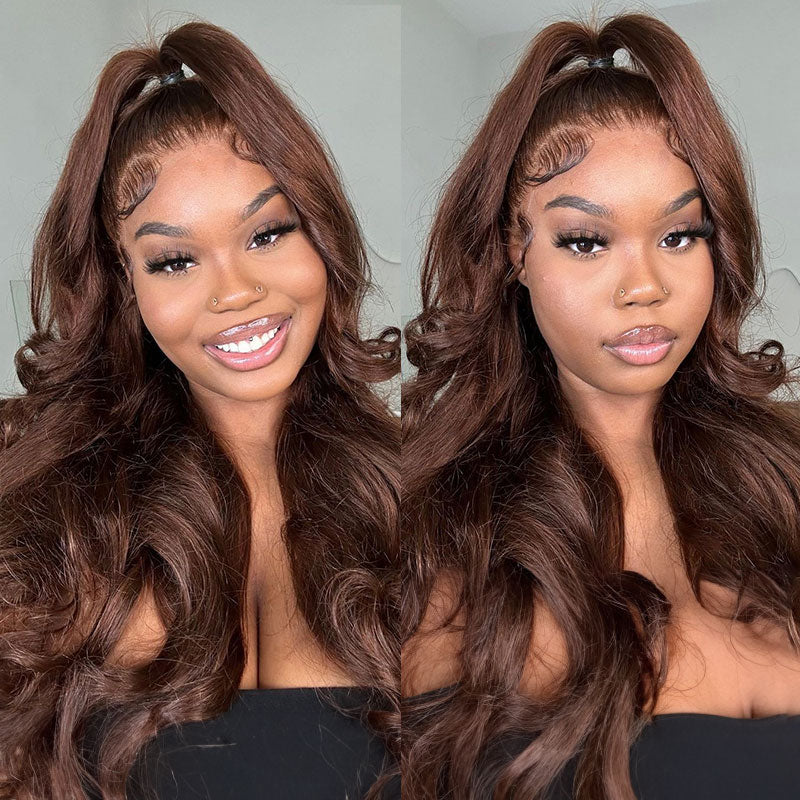 Chestnut Dark Brown Color Body Wave 13x6 Lace Front Human Hair Wig