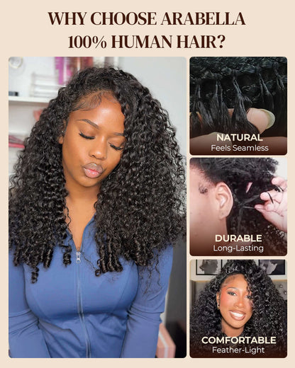 Arabella Jerry Curly with Burmese Curly Feather Crochet Hair Natural Black Hair Extensions Pre-Separated Lightweight Miracle Knots
