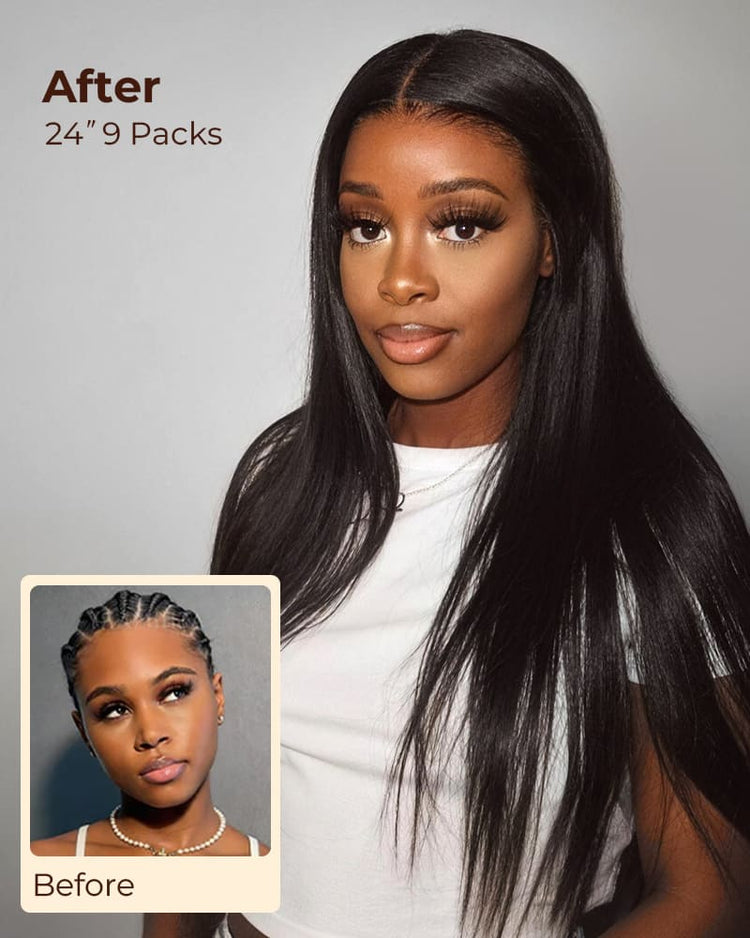 Arabella Silky Straight Feather Crochet Hair Natural Black Hair Extensions Pre-Separated Lightweight Miracle Knots