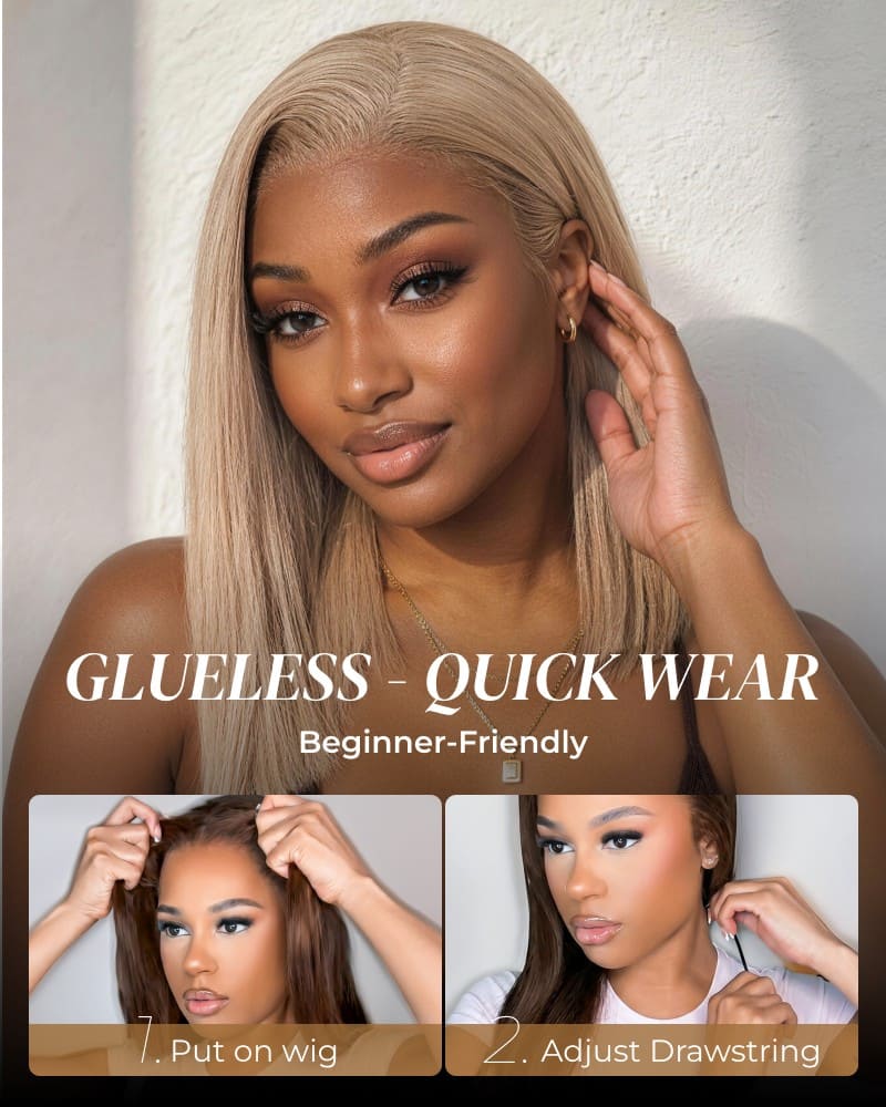 [2ND=$39] Arabella 6x5 Invisible Knots Glueless Milk Tea Brown Straight Bob Wig Pre-cut Lace Beginner Friendly