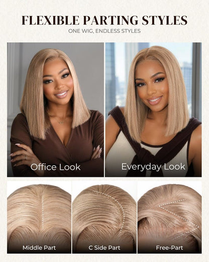 [2ND=$39] Arabella 6x5 Invisible Knots Glueless Milk Tea Brown Straight Bob Wig Pre-cut Lace Beginner Friendly