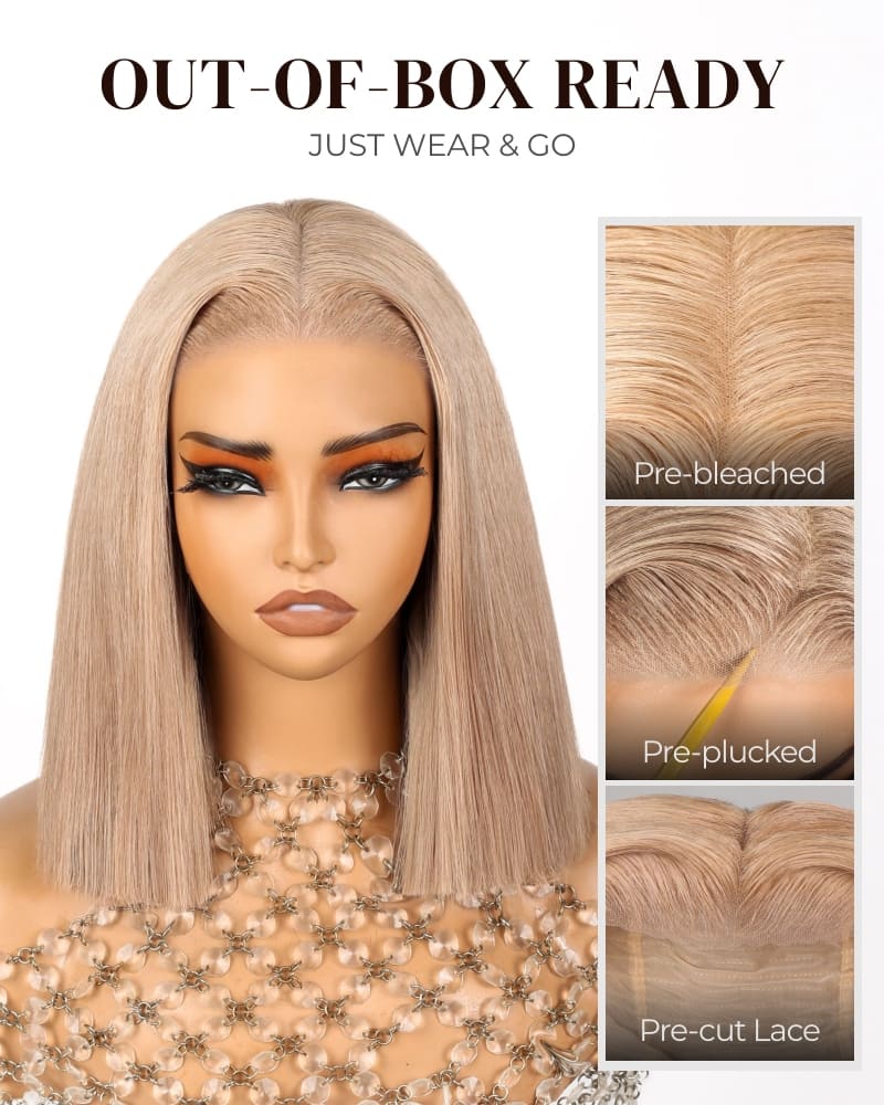 [2ND=$39] Arabella 6x5 Invisible Knots Glueless Milk Tea Brown Straight Bob Wig Pre-cut Lace Beginner Friendly