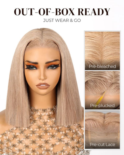 [2ND=$39] Arabella 6x5 Invisible Knots Glueless Milk Tea Brown Straight Bob Wig Pre-cut Lace Beginner Friendly