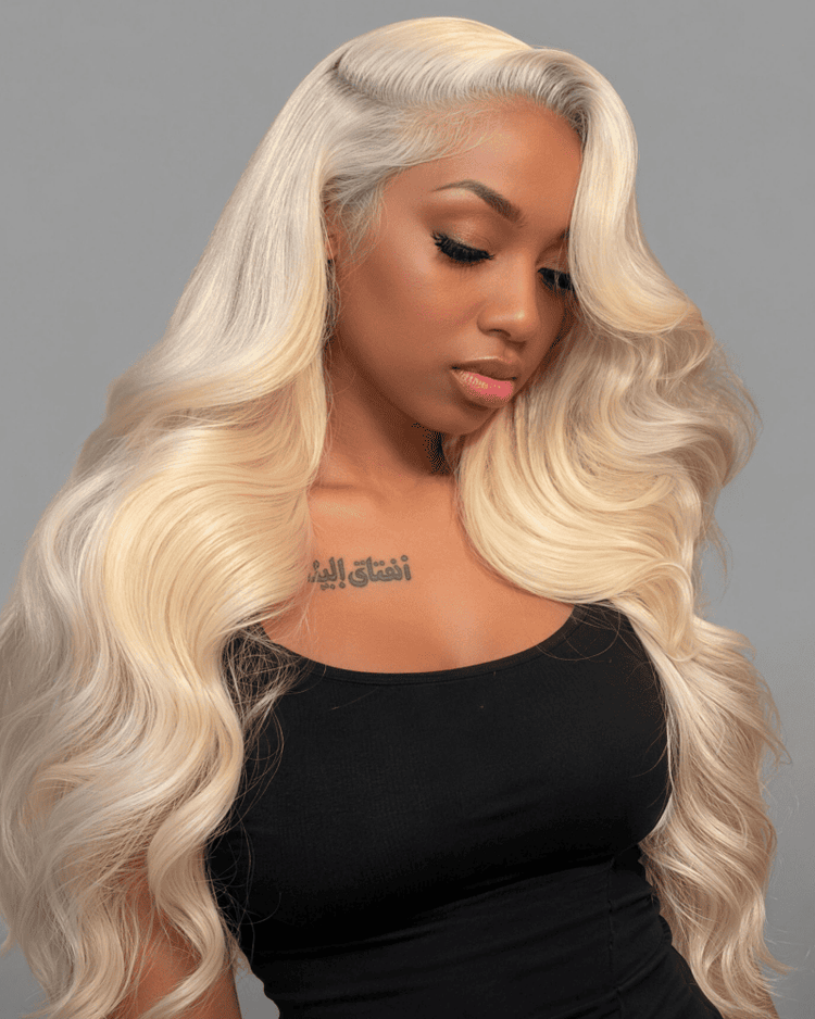 Arabella 13x4 Frontal Lace &amp; 6x5 Invisible Knots Glueless 613 Blonde Body Wave Wig Invisible Knots Realistic Hairline