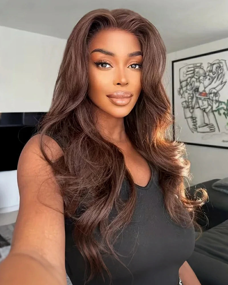 Arabella 13x6 Three-Go™ Extra Long Chocolate Brown Glueless Wig Body Wave With Drawstring 100% Human Hair Wig