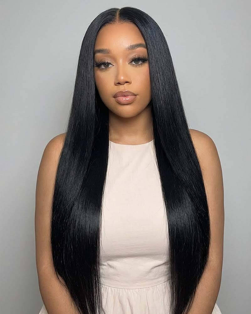 Arabella 13x6 Three-Go™ Glueless Wig Silky Straight With Drawstring Natural Black 100% Human Hair Wig