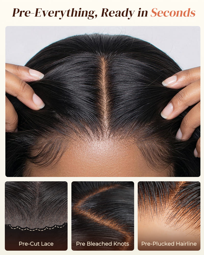 Arabella 13x5 Lace Glueless Water Wave Bob Wig With Pre-Cut Lace Invisible Knots Natural Black Virgin Hair Wig