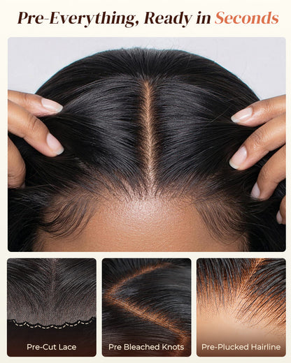 Arabella 13x5 Lace Glueless Water Wave Bob Wig With Pre-Cut Lace Invisible Knots Natural Black Virgin Hair Wig